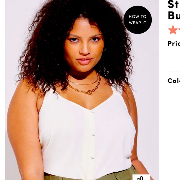 Studio Crepe de Chine Lace Trim Button Front Tank - Picture 2 of 4